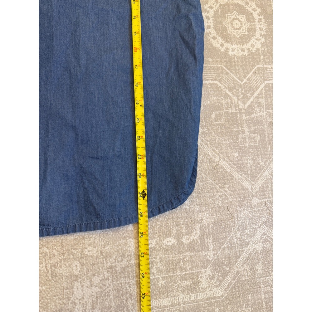J Crew Chambray Denim Tunic Shirt Top Short Sleeve Blue Womens XS - Picture 4 of 6
